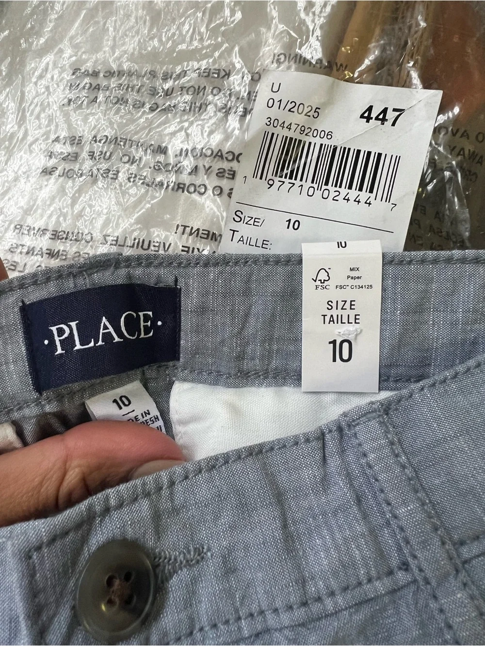 NEW The Children's Place Boys' Textured Chino Shorts size:10